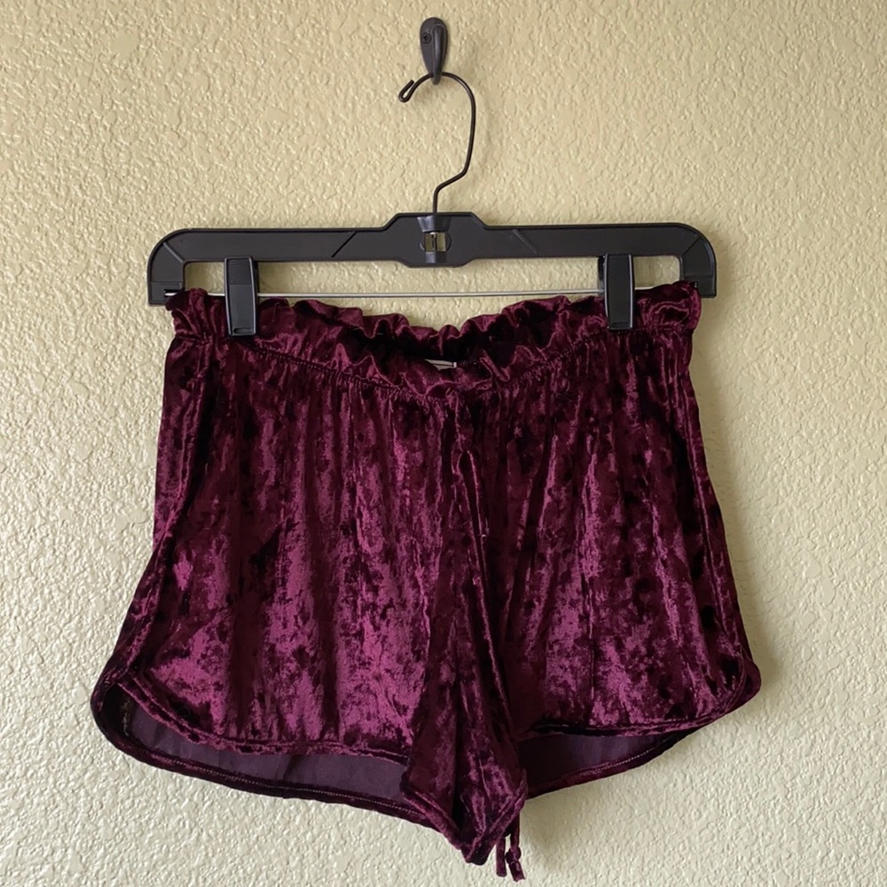 Maroon Velvet Sport Shorts